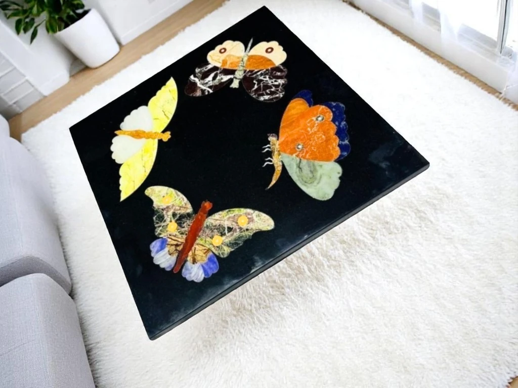 Butterfly Pietradura Marble Side Table : Personalized Gift